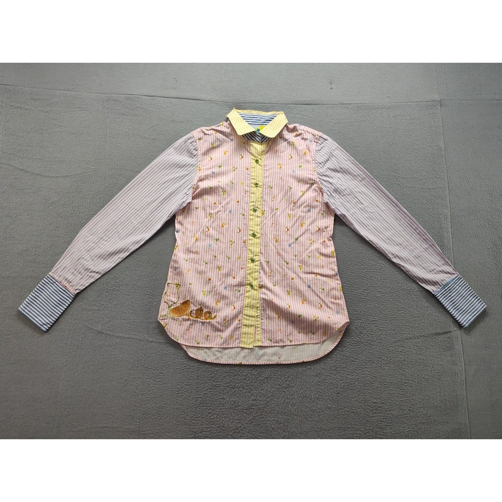 Robert Graham Men Shirt S Pink Stripe 100% Cotton Long Sleeve Button Up Collared